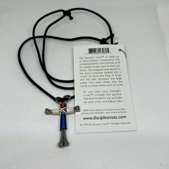 Disciples Patriotic Unisex Cross Necklace. - Picture 2 of 2